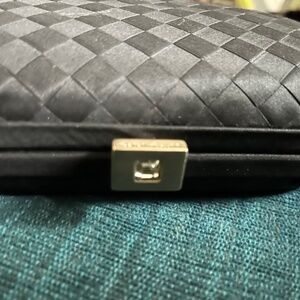 Never used!!! Rare Bottega Veneta VINTAGE Black Intrecciato Satin clutch